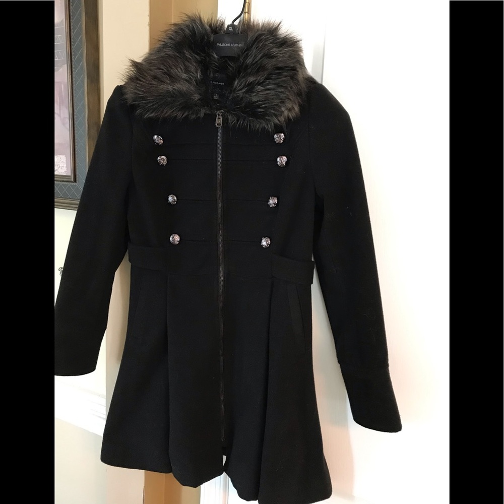 Rampage Girls Military Coat with Fur Collar